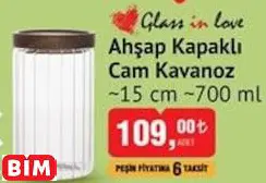 GLASS IN LOVE AHŞAP KAPAKLI CAM KAVANOZ ~15 CM ~700 ML